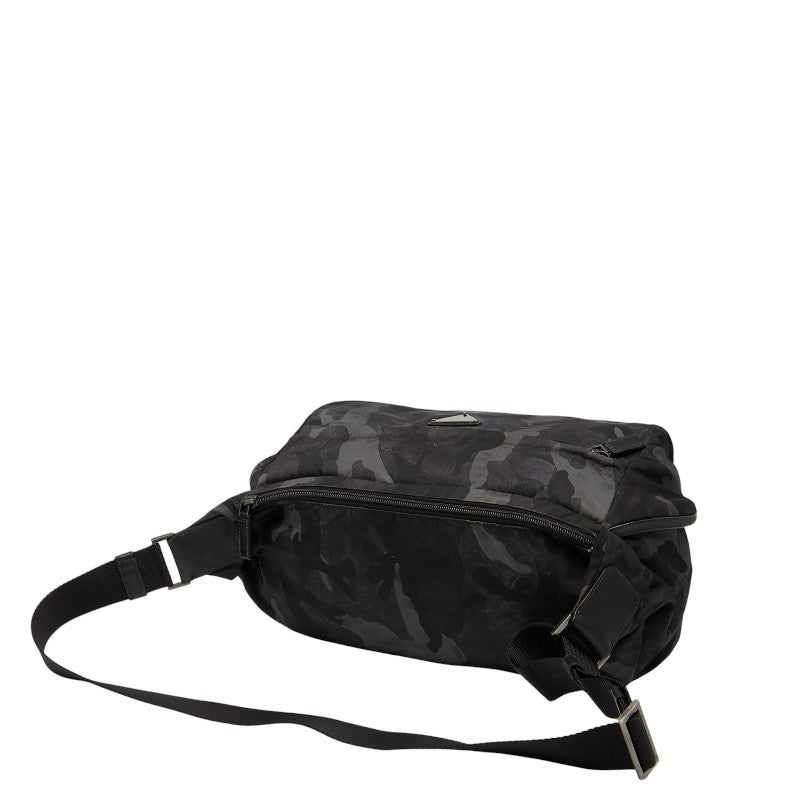 プラダ 迷彩 カモフラージュ ボディバッグ ウエストバッグ 2VH991 ネイビー マルチカラー ナイロン レザー メンズ PRADA 【中古】