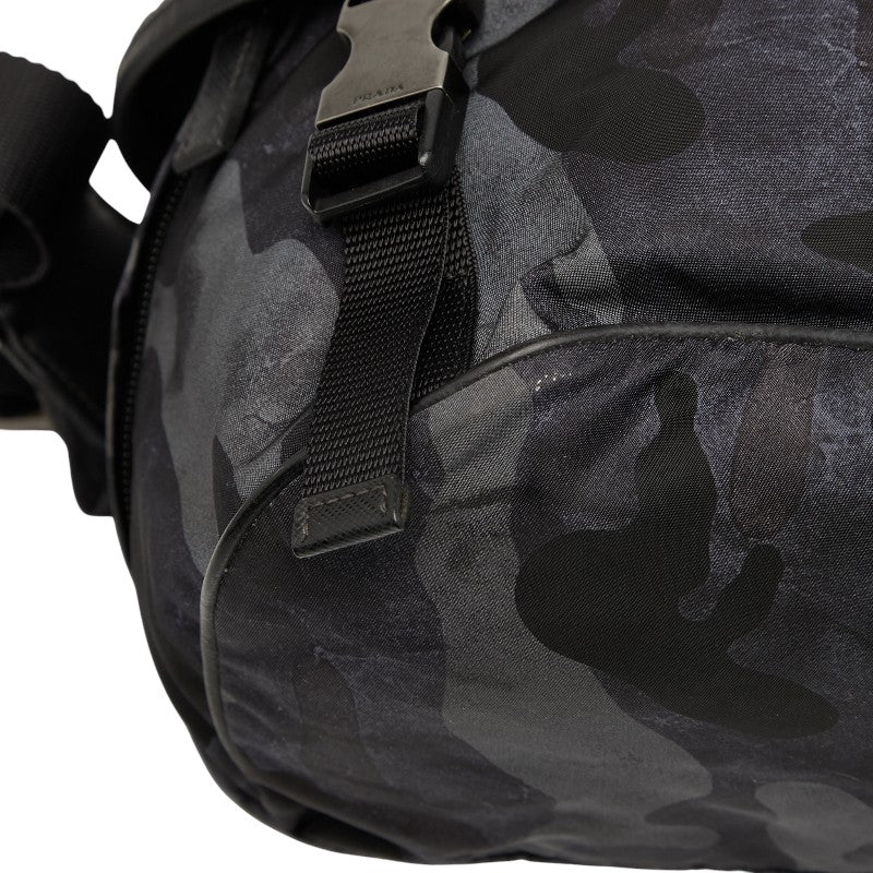 プラダ 迷彩 カモフラージュ ボディバッグ ウエストバッグ 2VH991 ネイビー マルチカラー ナイロン レザー メンズ PRADA 【中古】