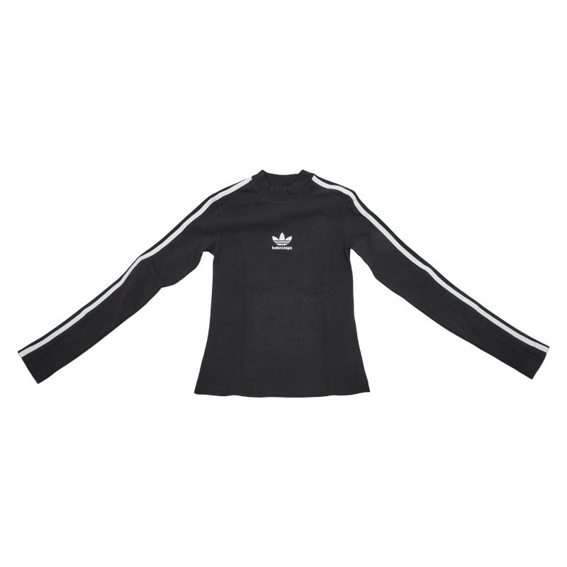 バレンシアガ × アディダス adidas ロンT カットソー サイズXS 723792 ブラック ホワイト コットン ポリウレタン レディース BALENCIAGA 【中古】