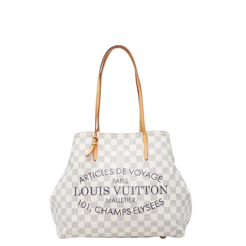 ルイ ヴィトン ダミエアズール カバMM ハンドバッグ トートバッグ N41375 ホワイト PVC レザー レディース LOUIS VUITTON 【中古】