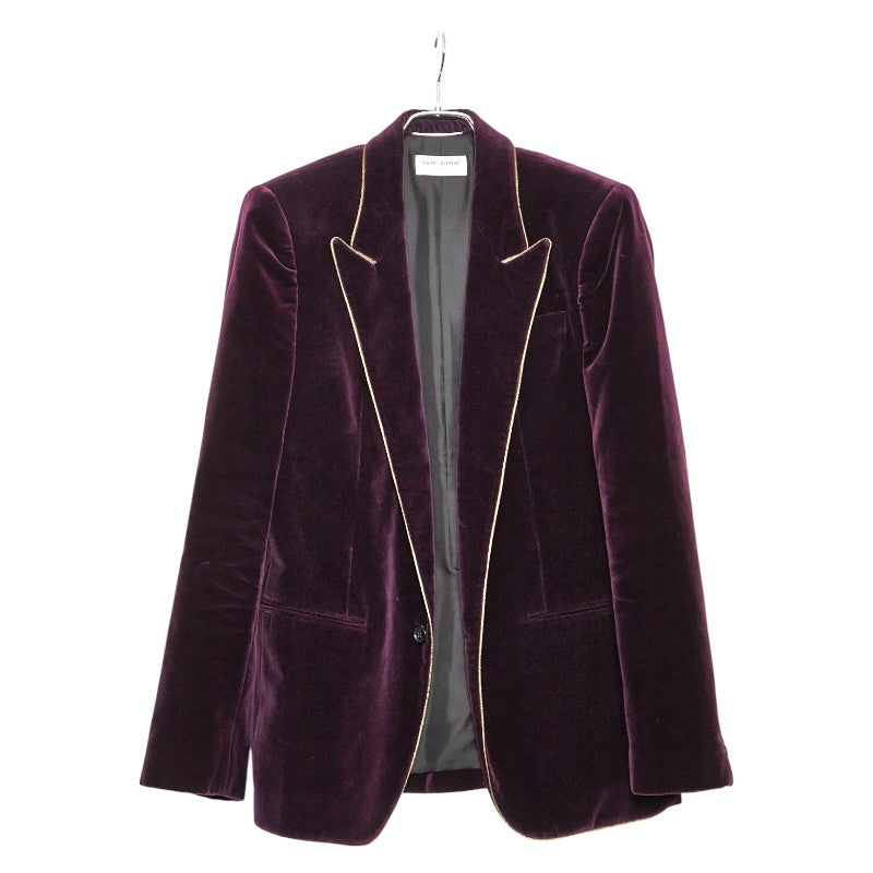 サンローラン ピークドラペル テーラードジャケット サイズ：46 689562 パープル ベロア メンズ SAINT LAURENT 【中古】