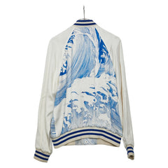 セリーヌ テディジャケット 伊勢丹限定 ブルゾン ジャケット サイズ：46 2V74N173U ホワイト ブルー レーヨン メンズ CELINE 【中古】