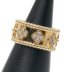 ヴァンクリーフ＆アーペル K18YG イエローゴールド(Au750) ダイヤ ペルレ クローバー リング ミディアムモデル リング 指輪 #55 レディース Van Cleef & Arpels 14.5号 【中古】