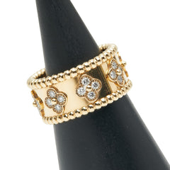 ヴァンクリーフ＆アーペル K18YG イエローゴールド(Au750) ダイヤ ペルレ クローバー リング ミディアムモデル リング 指輪 #55 レディース Van Cleef & Arpels 14.5号 【中古】