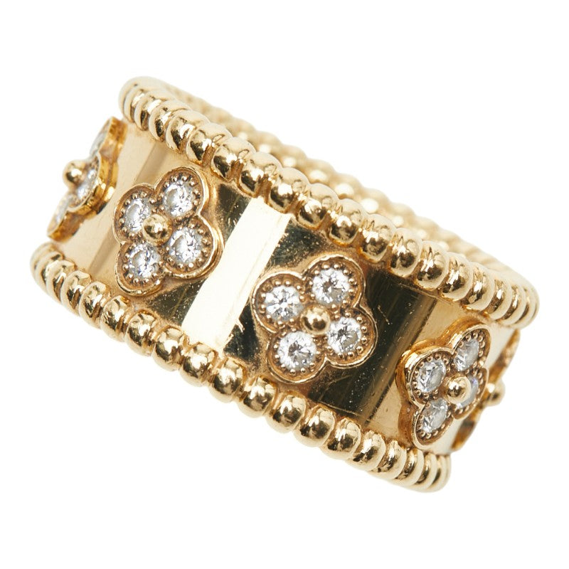 ヴァンクリーフ＆アーペル K18YG イエローゴールド(Au750) ダイヤ ペルレ クローバー リング ミディアムモデル リング 指輪 #55 レディース Van Cleef & Arpels 14.5号 【中古】