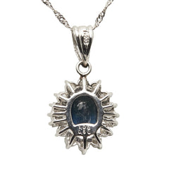 Pt850 プラチナ Pt900 プラチナ 色石1.00ct ダイヤ0.3ct ペンダントネックレス レディース 【中古】