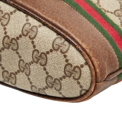 グッチ GGスプリーム シェリーライン ショルダーバッグ ベージュ ブラウン PVC レザー レディース GUCCI 【中古】