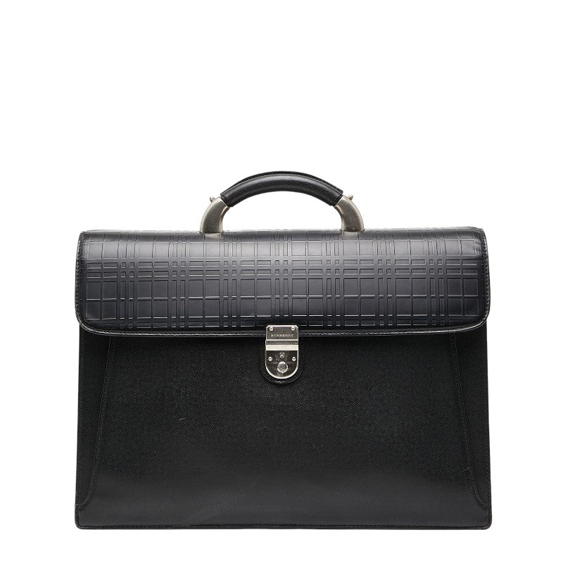 バーバリー ビジネスバッグ ブラック レザー PVC メンズ BURBERRY 【中古】