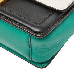 エム シー エム ヴィセトス ロゴグラム スタッズ ショルダーバッグ ブラック ベージュ グリーン レザー レディース MCM 【中古】