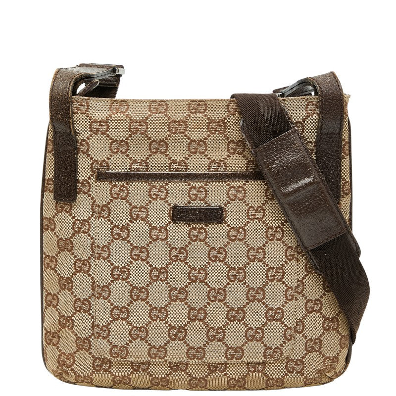 グッチ GGキャンバス 斜め掛け ショルダーバッグ 122793 ベージュ ブラウン キャンバス レザー レディース GUCCI 【中古】