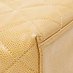 シャネル ココマーク マトラッセ トートバッグ ハンドバッグ ベージュ キャビアスキン レディース CHANEL 【中古】