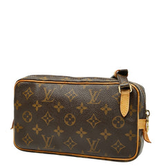 ルイ ヴィトン モノグラム ポシェット マルリー バンドリエール 斜め掛け ショルダーバッグ M51828 ブラウン PVC レザー レディース LOUIS VUITTON 【中古】