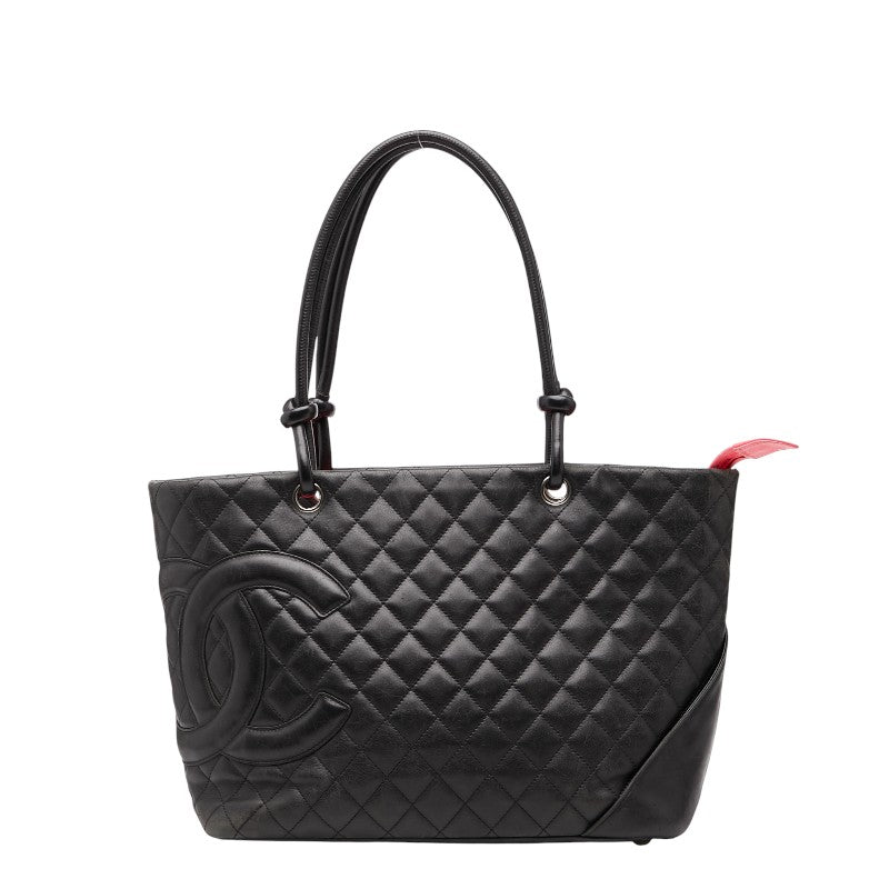 シャネル カンボンライン ココマーク ラージ トートバッグ ブラック ラムスキン レディース CHANEL 【中古】