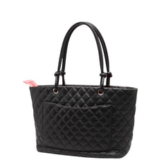 シャネル カンボンライン ココマーク ラージ トートバッグ ブラック ラムスキン レディース CHANEL 【中古】