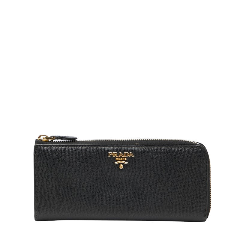 プラダ ロゴ - 長財布 ブラック サフィアーノレザー レディース PRADA 【中古】