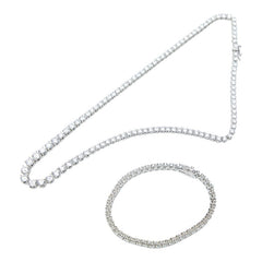 ノーブランド ネックレス ブレスレット 2点 セット SV925 シルバー ラインストーン レディース no brand 【中古】