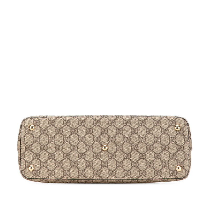 グッチ GGスプリーム スモール ハンドバッグ ショルダーバッグ 2WAY 409534 ベージュ ブラウン PVC レザー レディース GUCCI 【中古】