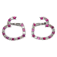 K18WG ホワイトゴールド ルビー ダイヤ ハート モチーフ ピアス レディース 【中古】