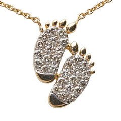 K14YG イエローゴールド ダイヤ0.84ct フットモチーフ ネックレス レディース 【中古】