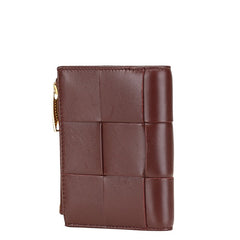 ボッテガヴェネタ マキシイントレチャート 二つ折り財布 ワインレッド レザー レディース BOTTEGAVENETA 【中古】