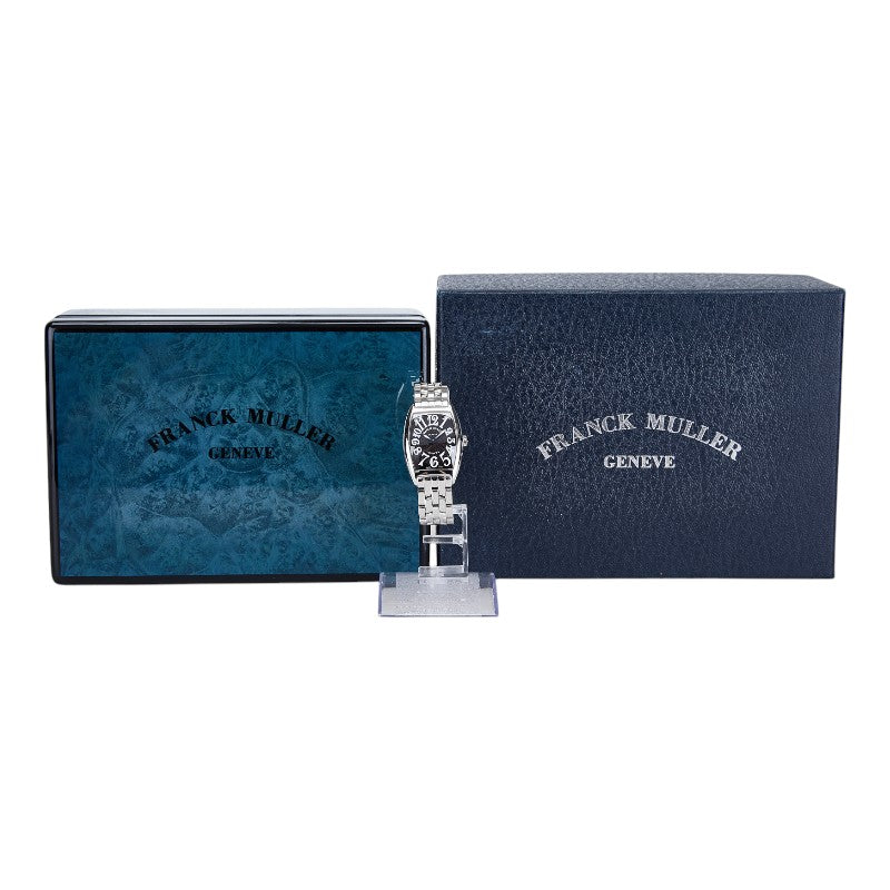 フランクミュラー トノーカーベックス 腕時計 1752B クオーツ ブラック文字盤 ステンレススチール レディース FRANCK MULLER 【中古】