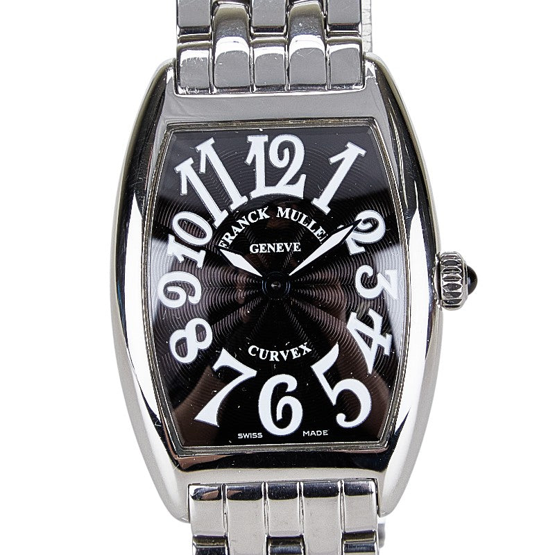 フランクミュラー トノーカーベックス 腕時計 1752B クオーツ ブラック文字盤 ステンレススチール レディース FRANCK MULLER 【中古】