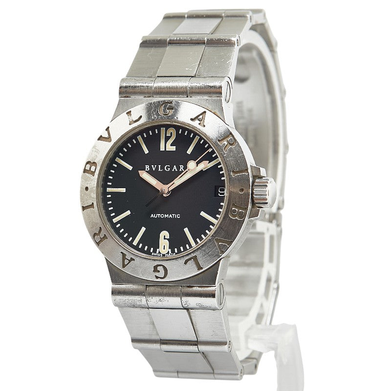 ブルガリ ディアゴノ スポーツ 腕時計 LCV29S 自動巻き ブラック文字盤 ステンレススチール レディース BVLGARI 【中古】