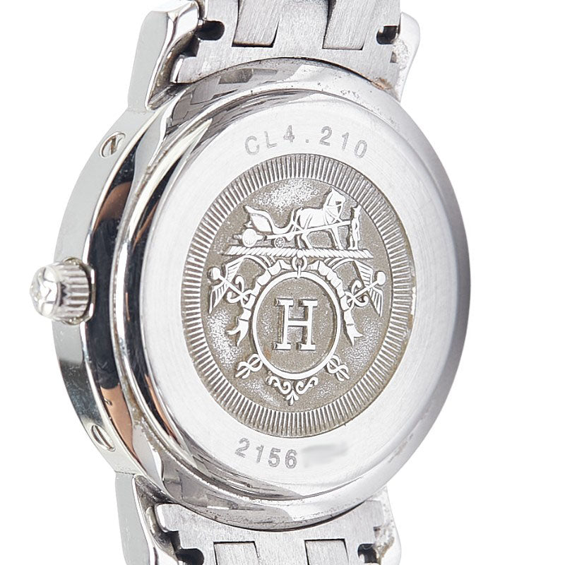 エルメス クリッパー 腕時計 CL4.210 クオーツ オレンジ文字盤 ステンレススチール レディース HERMES 【中古】