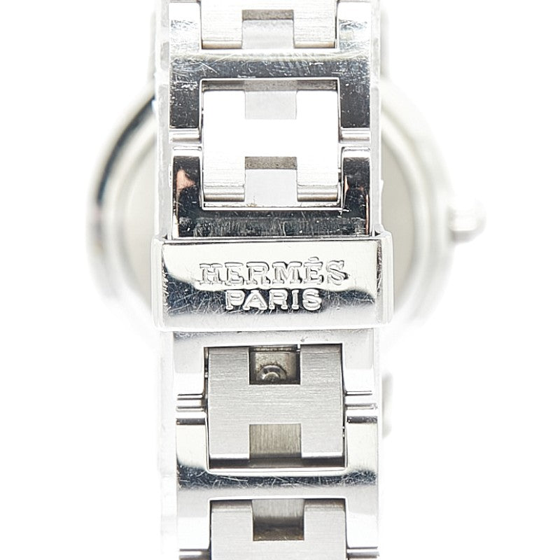 エルメス クリッパー 腕時計 CL4.210 クオーツ オレンジ文字盤 ステンレススチール レディース HERMES 【中古】