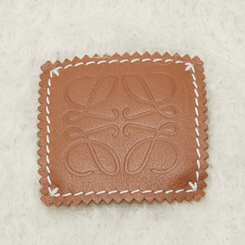 ロエベ アナグラム マフラー ホワイト ウール レザー モヘア レディース LOEWE 【中古】