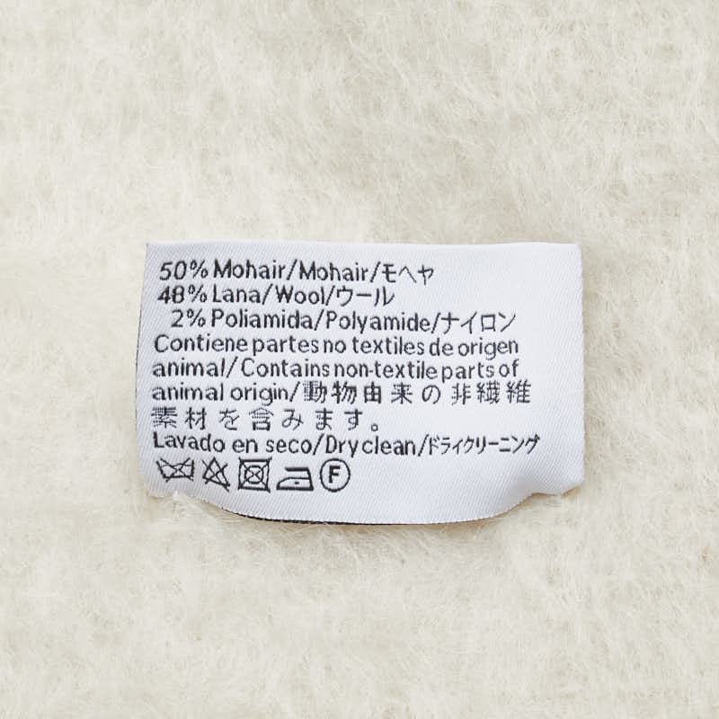 ロエベ アナグラム マフラー ホワイト ウール レザー モヘア レディース LOEWE 【中古】