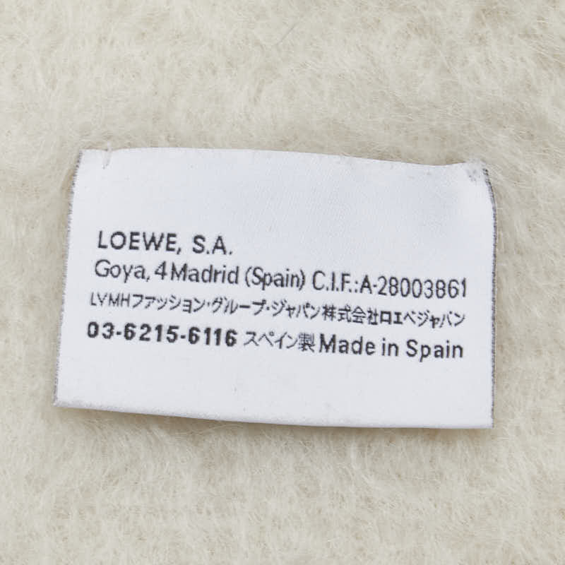 ロエベ アナグラム マフラー ホワイト ウール レザー モヘア レディース LOEWE 【中古】
