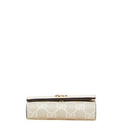 グッチ GGスプリーム GGマーモント 二つ折り財布 598587 ベージュ ホワイト PVC レザー レディース GUCCI 【中古】