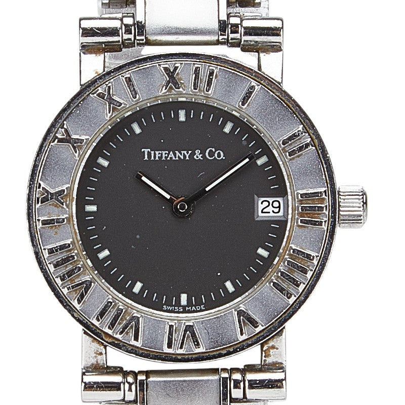 ティファニー アトラス 腕時計 クオーツ グレー文字盤 ステンレススチール レディース TIFFANY&Co. 【中古】