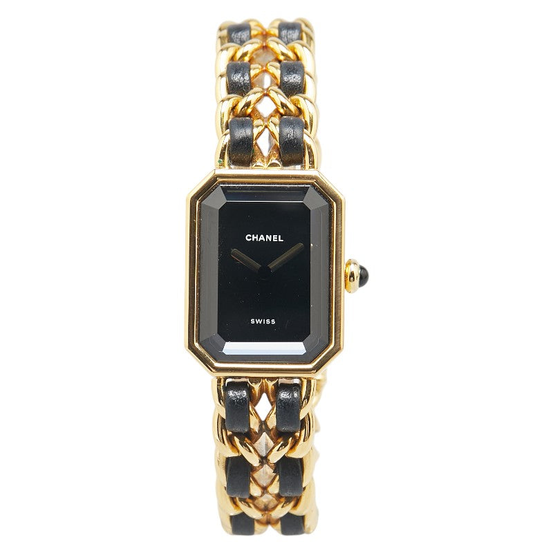 シャネル プルミエール 腕時計 サイズ：L H0001 クオーツ ブラック文字盤 ステンレススチール レザー レディース CHANEL 【中古】