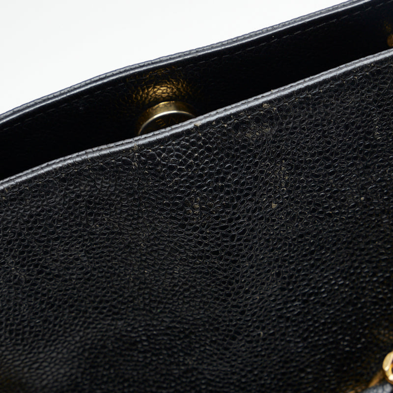シャネル ココマーク ハンドバッグ トートバッグ ブラック ゴールド マットキャビアスキン レディース CHANEL 【中古】