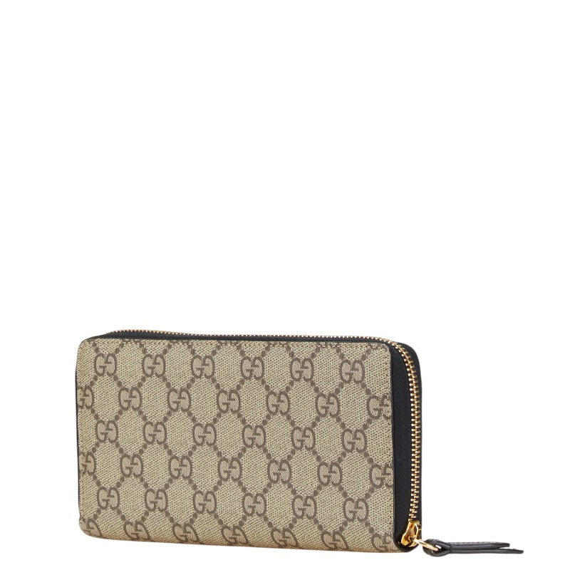 グッチ GGスプリーム ダブルG バイカラー 長財布 ラウンドファスナー 456117 ベージュ ブラック PVC レザー レディース GUCCI 【中古】