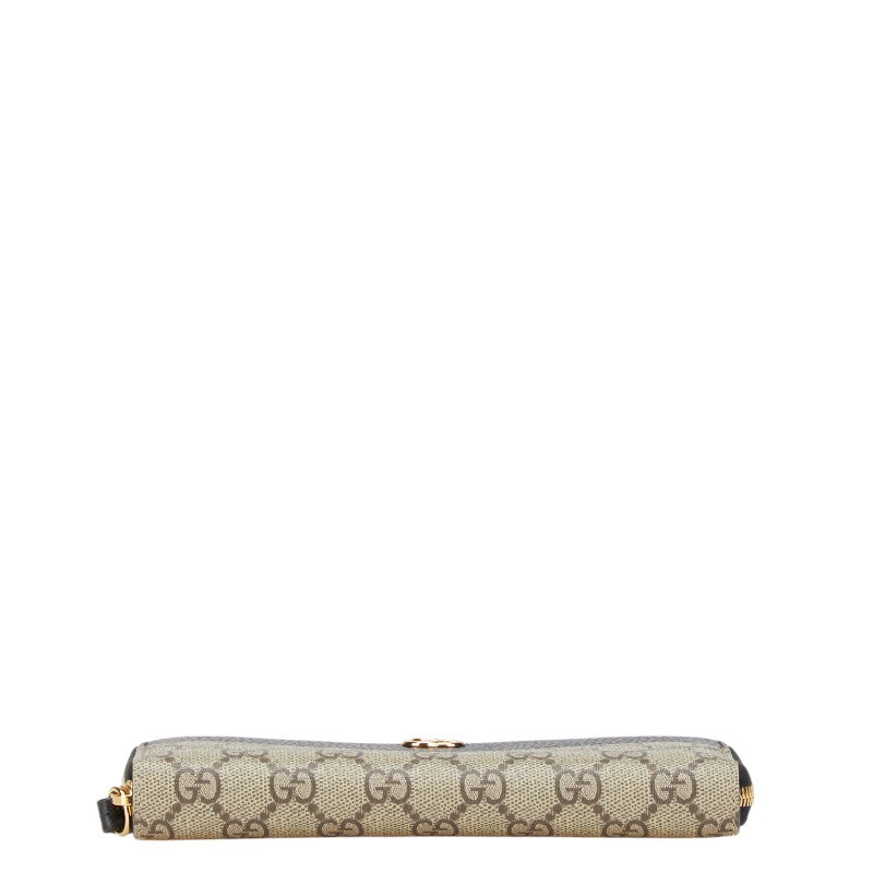 グッチ GGスプリーム ダブルG バイカラー 長財布 ラウンドファスナー 456117 ベージュ ブラック PVC レザー レディース GUCCI 【中古】