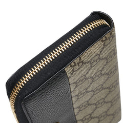グッチ GGスプリーム ダブルG バイカラー 長財布 ラウンドファスナー 456117 ベージュ ブラック PVC レザー レディース GUCCI 【中古】