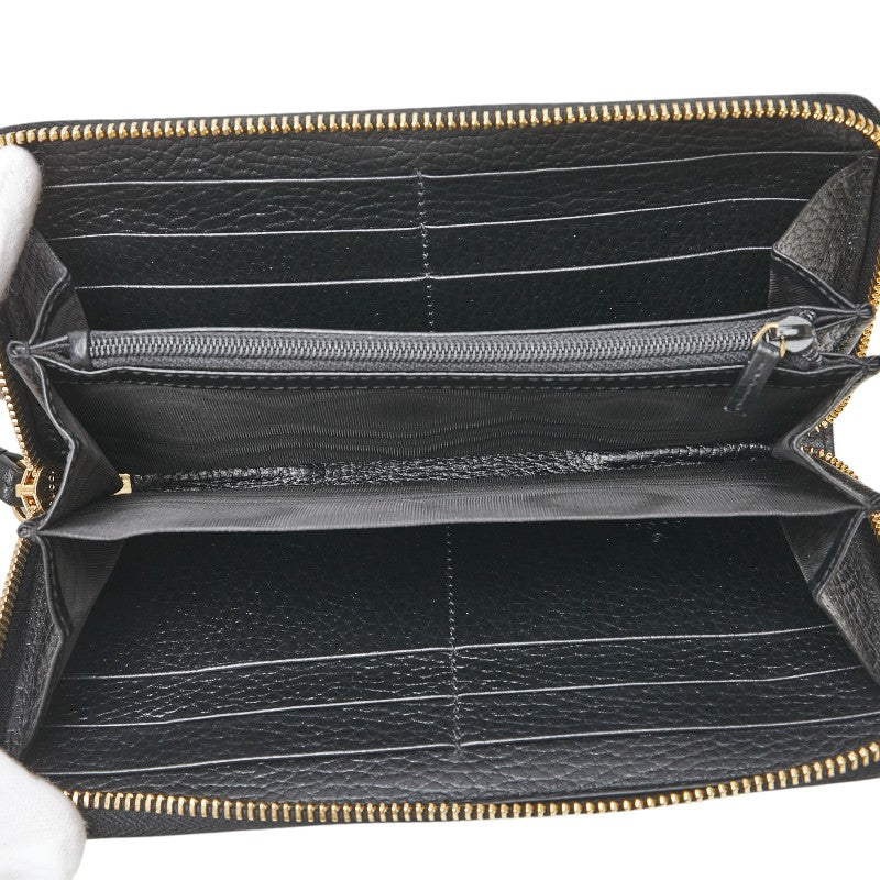グッチ GGスプリーム ダブルG バイカラー 長財布 ラウンドファスナー 456117 ベージュ ブラック PVC レザー レディース GUCCI 【中古】