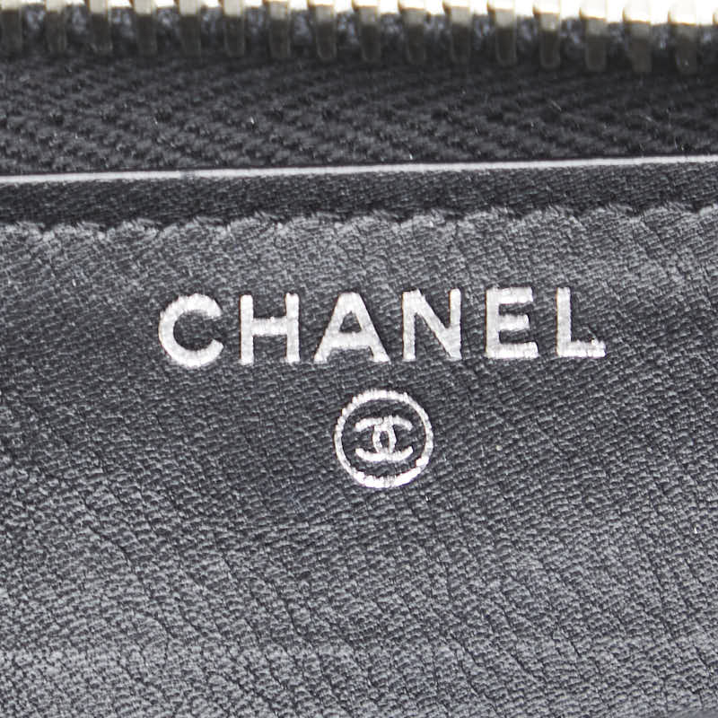 シャネル シンプリーCC ココマーク 長財布 ラウンドファスナー ブラック ラムスキン エナメル レディース CHANEL 【中古】