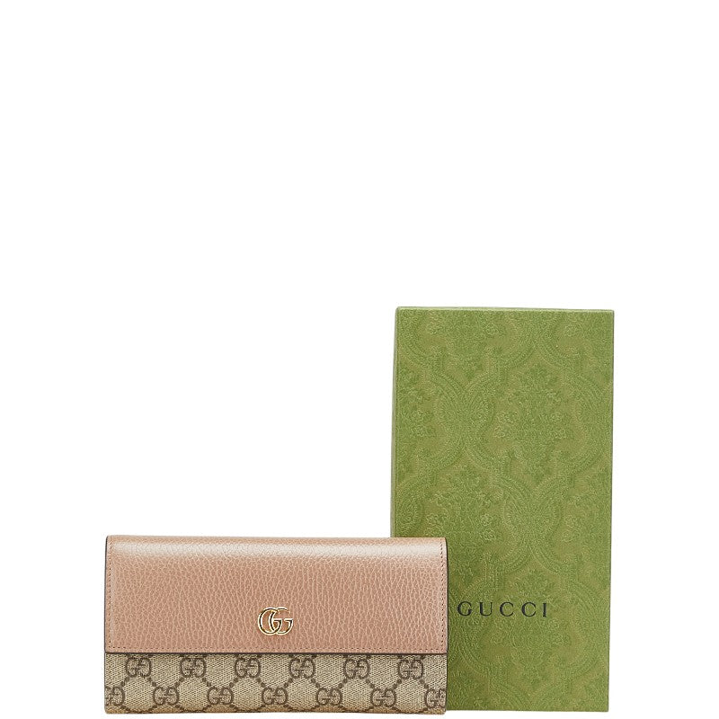 グッチ GGスプリーム GGマーモント 長財布 コンチネンタルウォレット 456116 ベージュ PVC レザー レディース GUCCI 【中古】