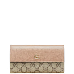 グッチ GGスプリーム GGマーモント 長財布 コンチネンタルウォレット 456116 ベージュ PVC レザー レディース GUCCI 【中古】