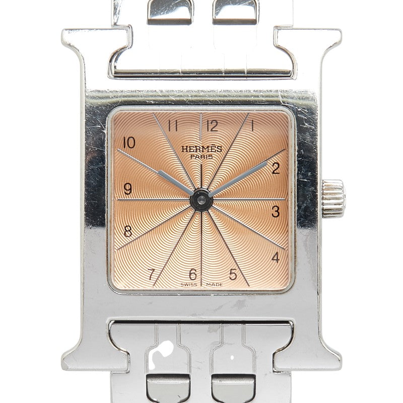 エルメス Hウォッチ 腕時計 HH1.210 クオーツ オレンジ文字盤 ステンレススチール レディース HERMES 【中古】
