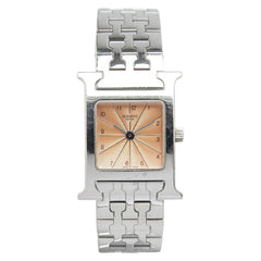 エルメス Hウォッチ 腕時計 HH1.210 クオーツ オレンジ文字盤 ステンレススチール レディース HERMES 【中古】