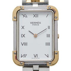 エルメス クロアージュ 腕時計 クオーツ ホワイト文字盤 ステンレススチール メッキ レディース HERMES 【中古】