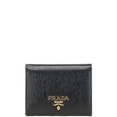 プラダ ヴィッテロムーブ 二つ折り財布 1MV204 ブラック レザー レディース PRADA 【中古】
