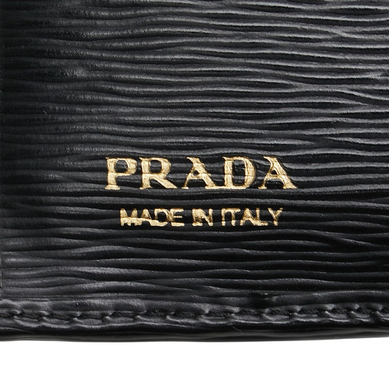 プラダ ヴィッテロムーブ 二つ折り財布 1MV204 ブラック レザー レディース PRADA 【中古】