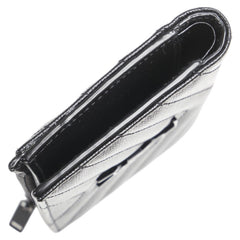 サンローラン YSLロゴ Vステッチ 二つ折り財布 ブラック レザー レディース SAINT LAURENT 【中古】
