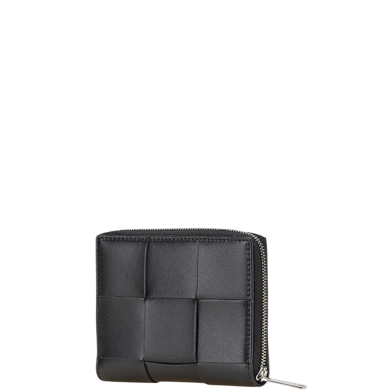 ボッテガヴェネタ マキシイントレチャート 二つ折り財布 ブラック レザー レディース BOTTEGAVENETA 【中古】